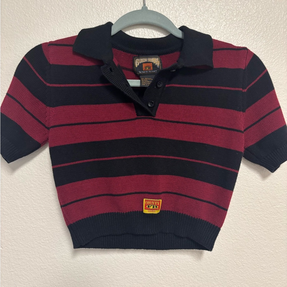 FB County OG Charlie Brown crop sweater- Black and Red